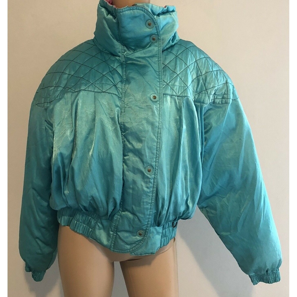Gerry Puffer Jacket M Metallic Seafoam Green Pink Ski Winter Vintage Y2K 90s